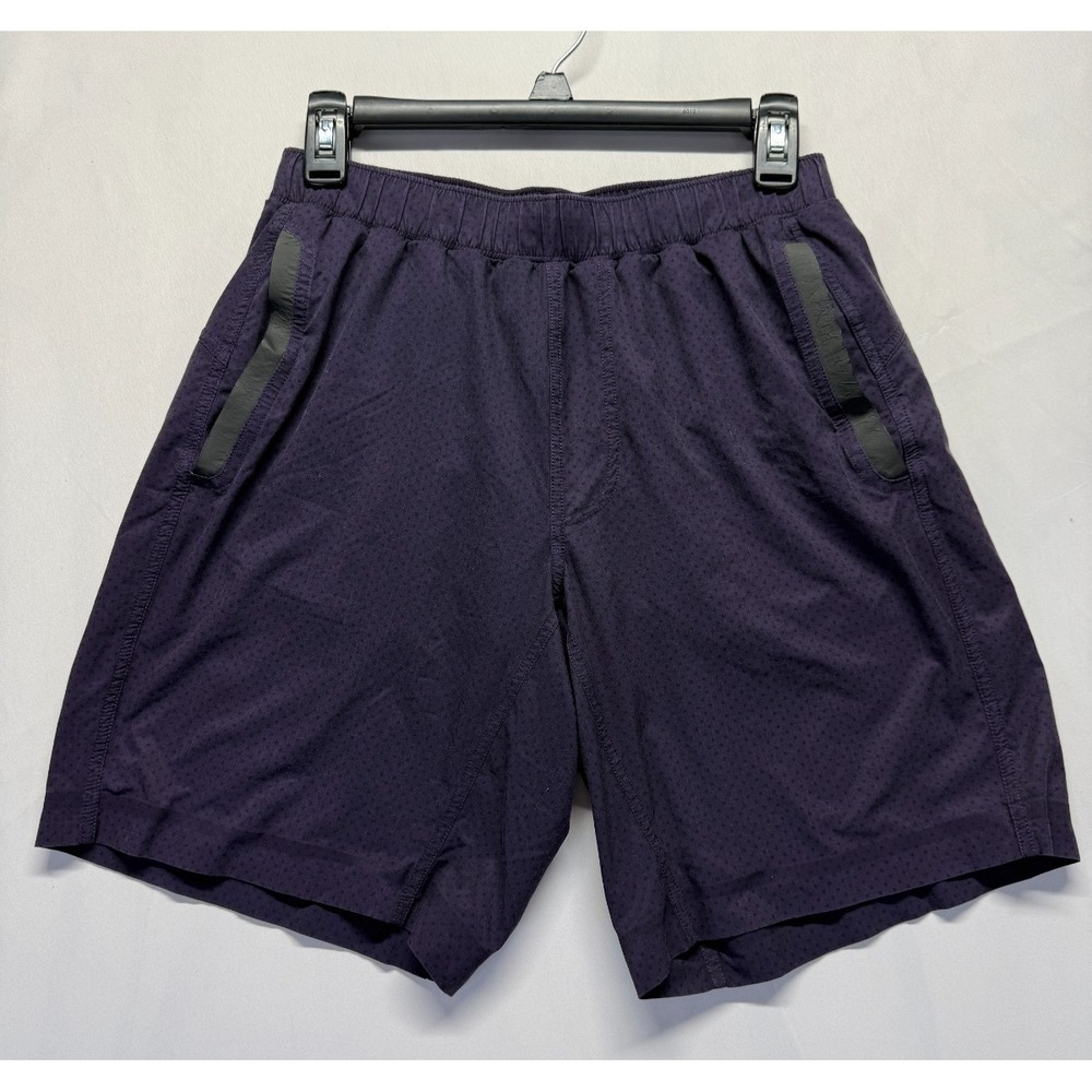 Lululemon Run Response Shorts Mens Medium Purple Black‎ Mini Polka Dot Athletic